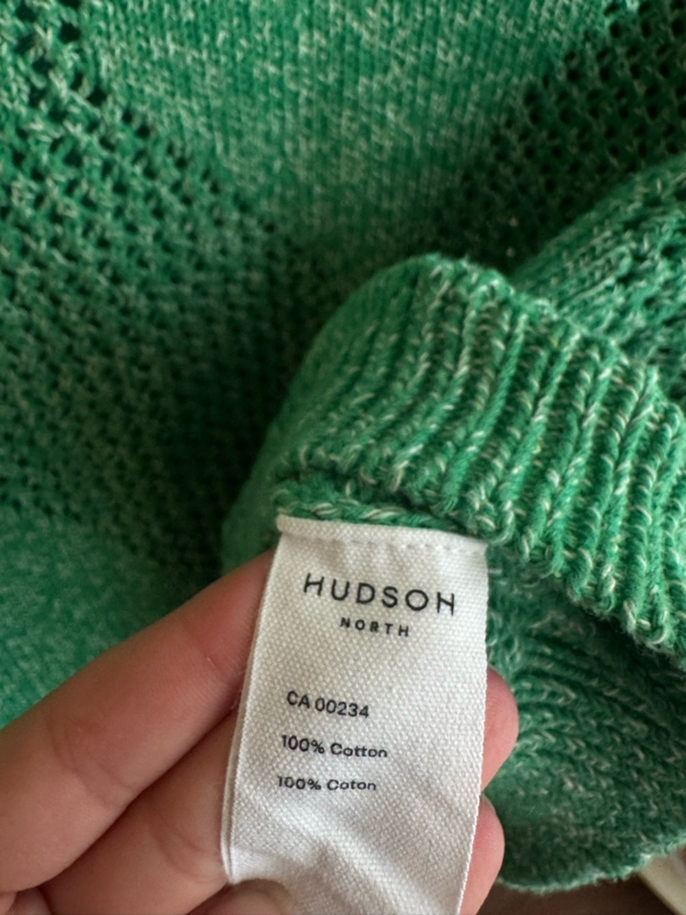 Hudson North Green Knit Sweater Top Argyle Open Knit 3/4 Sleeve Lightweight Crop - Picture 7 of 8